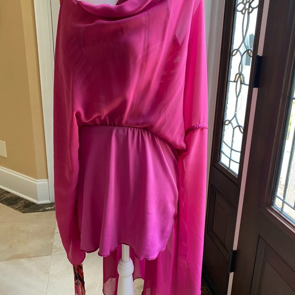 NWOT Women's Groovy Sleeveless Pink & Orange Boho Dress Hi-Lo Style Size Medium - Picture 5 of 7